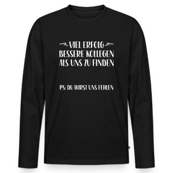 Abschiedsgeschenk Kollegin und Mitarbeiterin Büro - Männer Premium Bio Langarmshirt - Schwarz - Vorne - Nico (187cm)