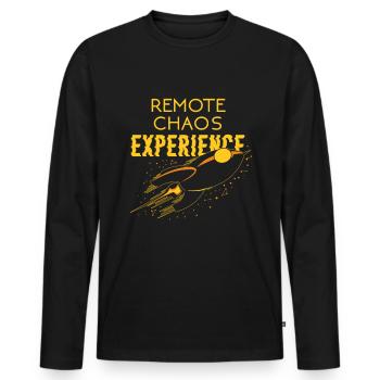 Expérience du chaos à distance - T-shirt manches longues Premium bio Homme - noir - Devant - Nico (187cm)