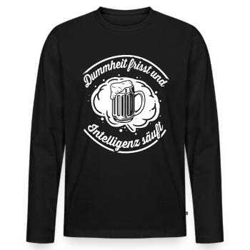 Stupidity eats, intelligence sucks - Men's Premium Organic Long Sleeve Shirt - black - Front - Nico (187cm)