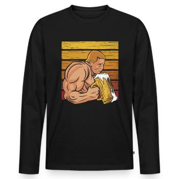 Musculation - Poids lourds et shakes protéinés - T-shirt manches longues Premium bio Homme - noir - Devant - Nico (187cm)
