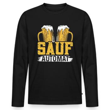 Drinking - Sauf automat - Männer Premium Bio Langarmshirt - Schwarz - Vorne - Nico (187cm)