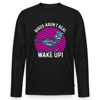 Birds Are Not Real - Men's Premium Organic Long Sleeve Shirt - black - Front - Nico (187cm)