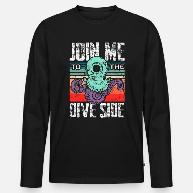 Join the dive side - Männer Premium Bio Langarmshirt - Schwarz
