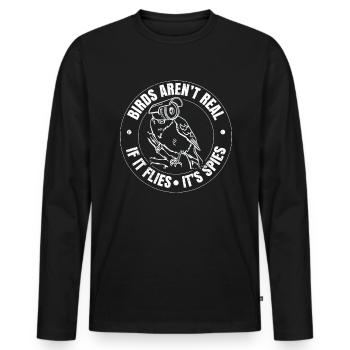 Birds Are Not Real - Men's Premium Organic Long Sleeve Shirt - black - Front - Nico (187cm)