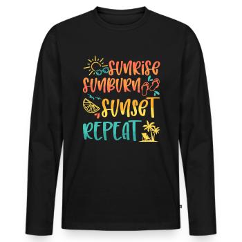 Sunrise Sunburn Sunset Repeat, Summer Beach Vacay - Men's Premium Organic Long Sleeve Shirt - black - Front - Nico (187cm)