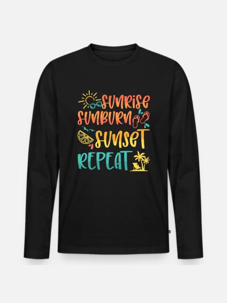 Solopgang Solskoldning Solnedgang Gentagelse, Sommer Beach Vacay - Premium økologisk langærmet T-shirt til mænd - sort