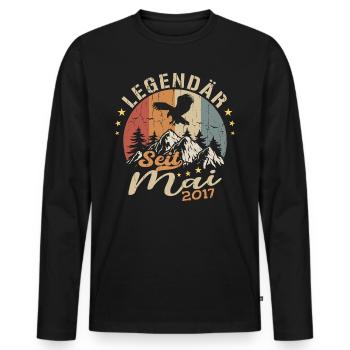 Mai 2017 Né en Mai 2017 Anniversaire - T-shirt manches longues Premium bio Homme - noir - Devant - Nico (187cm)