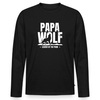 Papa Wolf Leader Of The Pack Gift - Men's Premium Organic Long Sleeve Shirt - black - Front - Nico (187cm)