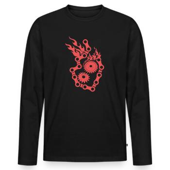 Mountainbike Kette Zahnrad Feuer Geschenk - Männer Premium Bio Langarmshirt - Schwarz - Vorne - Nico (187cm)