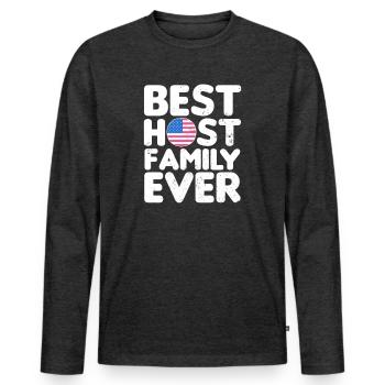 Cadeau Au Pair Best Host Family Ever - T-shirt manches longues Premium bio Homme - anthracite chiné - Devant - Nico (187cm)