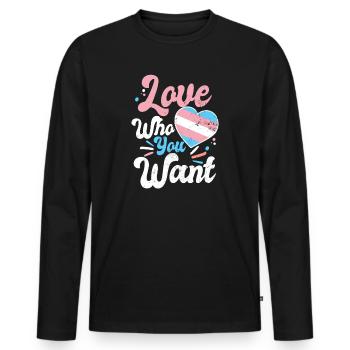 Transgender Heart Love qui vous voulez cadeau - T-shirt manches longues Premium bio Homme - noir - Devant - Nico (187cm)