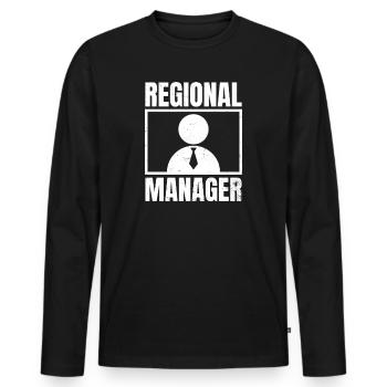 Regional Manager lustiges Sillhouette Geschenk - Männer Premium Bio Langarmshirt - Schwarz - Vorne - Nico (187cm)