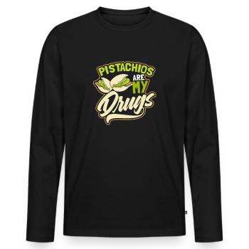Les pistaches Les pistaches sont mon cadeau de drogue - T-shirt manches longues Premium bio Homme - noir - Devant - Nico (187cm)