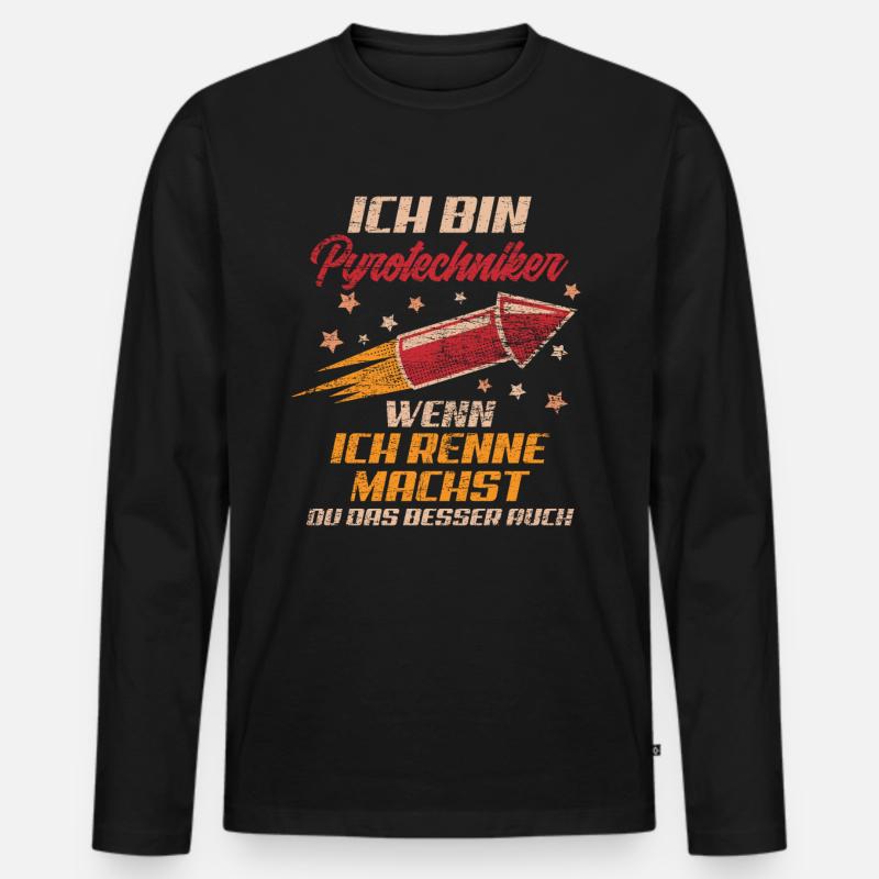 Pyrotechniker Rennen - Männer Premium Bio Langarmshirt - Schwarz
