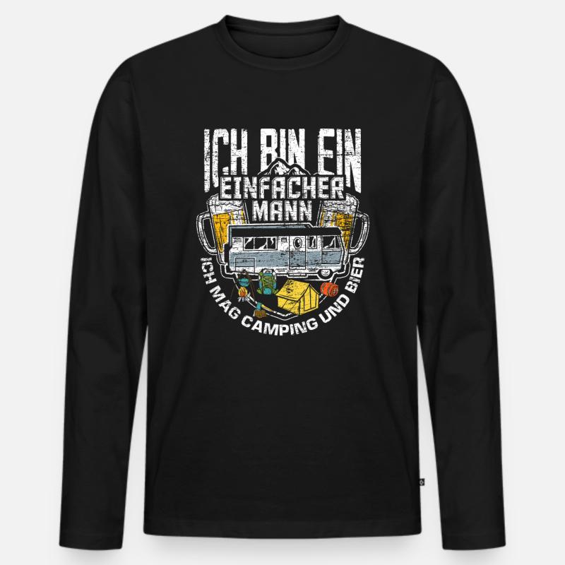 Camping Alter Mann - Männer Premium Bio Langarmshirt - Schwarz
