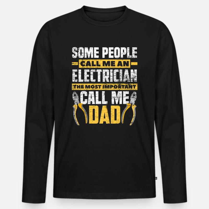 Elektriker Papa - Männer Premium Bio Langarmshirt - Schwarz