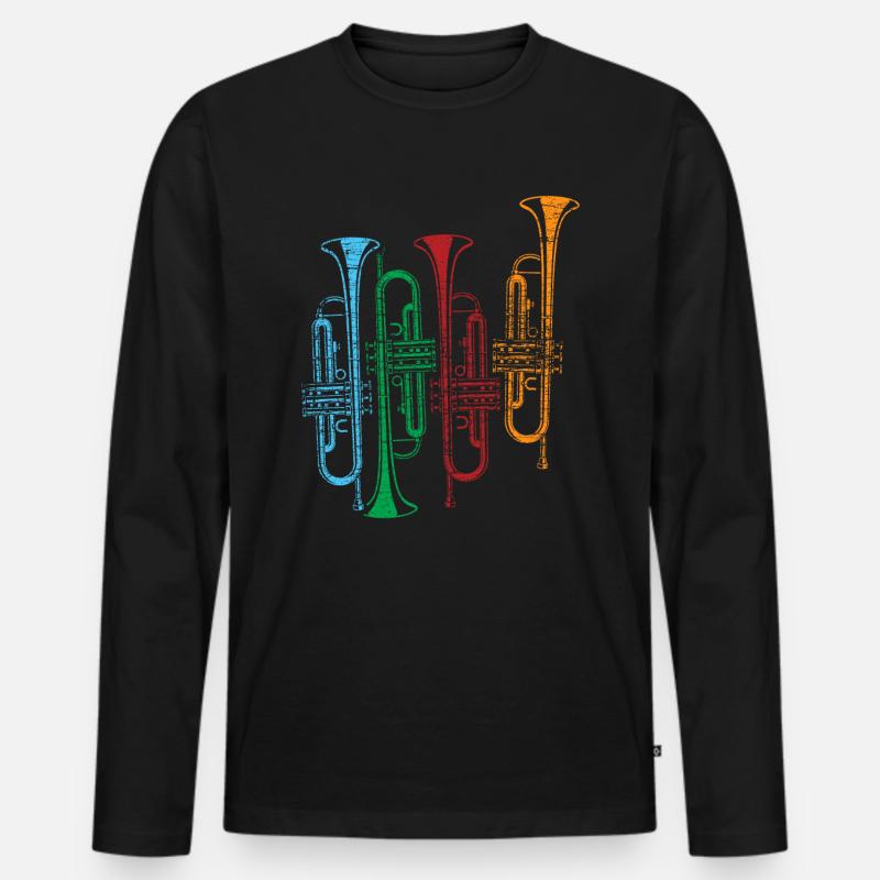 Trompete Retro Instrument - Männer Premium Bio Langarmshirt - Schwarz