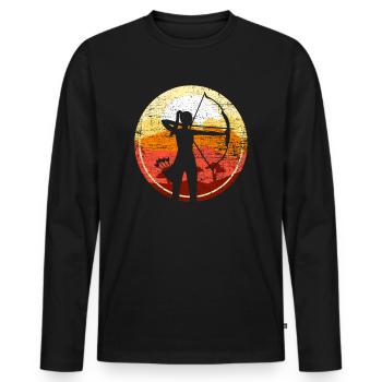 Tir à l'arc rétro - T-shirt manches longues Premium bio Homme - noir - Devant - Nico (187cm)