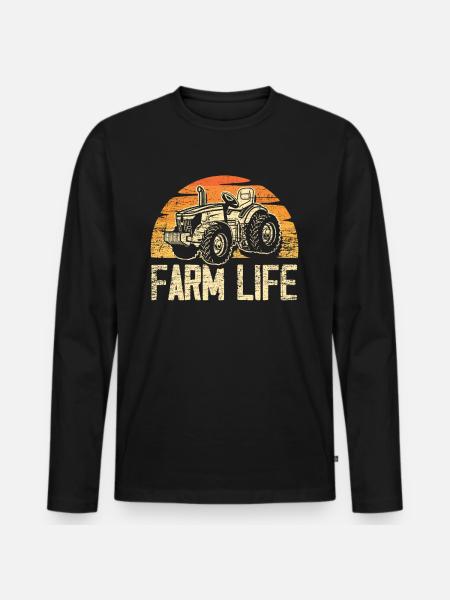 Farmer farming life - Men's Premium Organic Long Sleeve Shirt - black