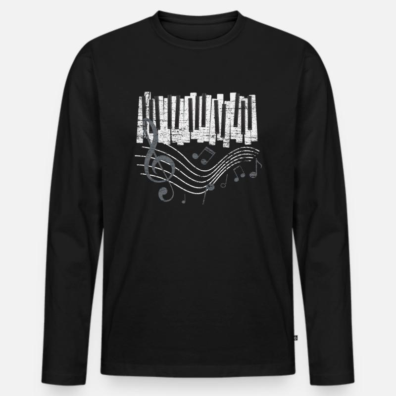 Piano Klavier - Männer Premium Bio Langarmshirt - Schwarz
