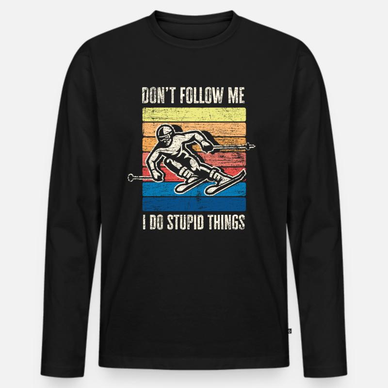 Ski - Männer Premium Bio Langarmshirt - Schwarz