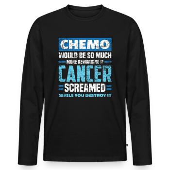 Chemo Krebs - Männer Premium Bio Langarmshirt - Schwarz - Vorne - Nico (187cm)