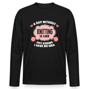 knit - Men's Premium Organic Long Sleeve Shirt - black - Front - Nico (187cm)