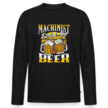 Bière de machiniste - T-shirt manches longues Premium bio Homme - noir - Devant - Nico (187cm)