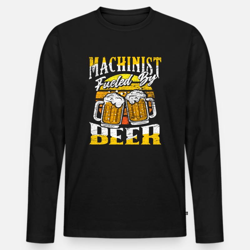 Maschinist Bier - Männer Premium Bio Langarmshirt - Schwarz