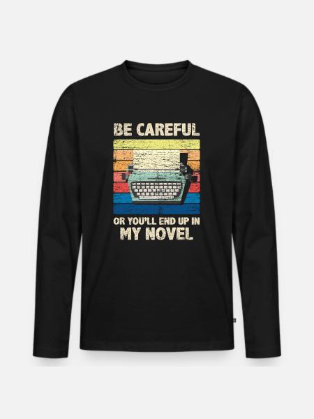 Machine à écrire rétro auteur - T-shirt manches longues Premium bio Homme - noir