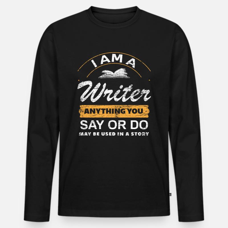 Autor - Männer Premium Bio Langarmshirt - Schwarz
