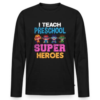 Teacher preschool - Men's Premium Organic Long Sleeve Shirt - black - Front - Nico (187cm)