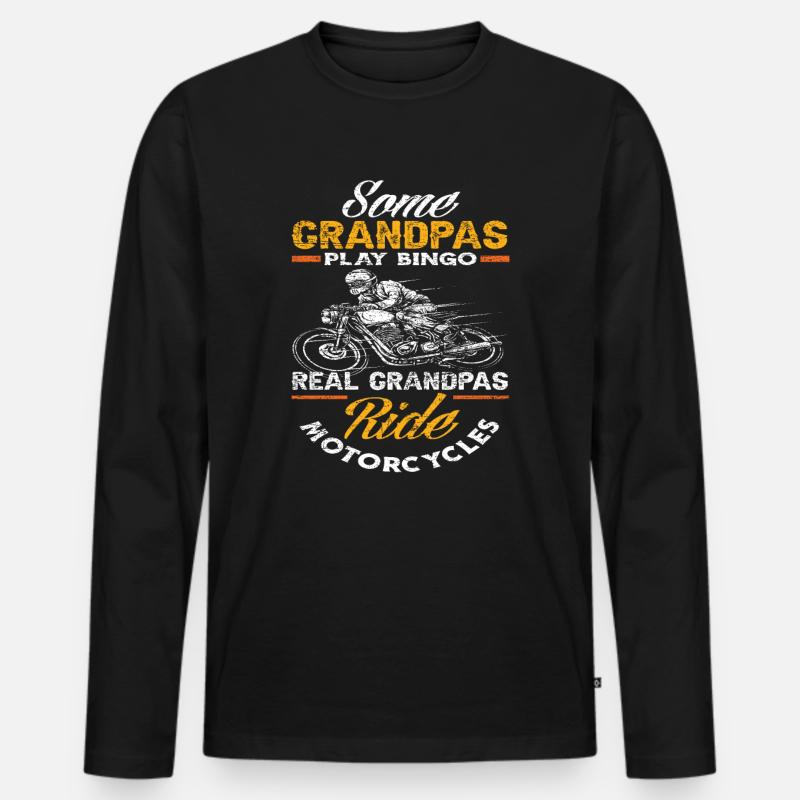 Motorrad Opa - Männer Premium Bio Langarmshirt - Schwarz