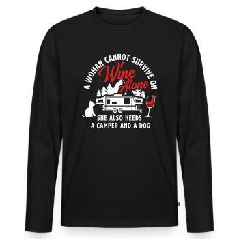 Wein Camper Hund Geschenk - Männer Premium Bio Langarmshirt - Schwarz - Vorne - Nico (187cm)