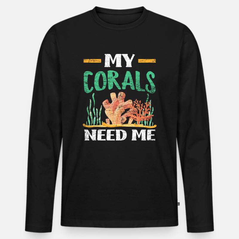 Aquarium Korallen - Männer Premium Bio Langarmshirt - Schwarz