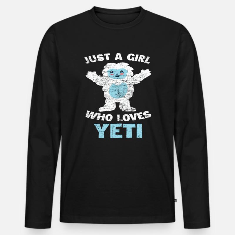 Bigfoot Mädchen Yeti - Männer Premium Bio Langarmshirt - Schwarz
