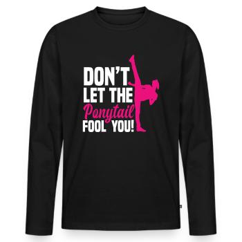 Cadeau d'artiste martial de fille de taekwondo - T-shirt manches longues Premium bio Homme - noir - Devant - Nico (187cm)