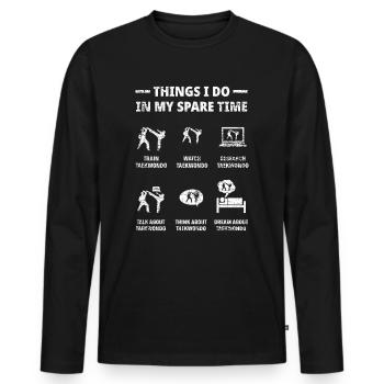 Taekwondo Freizeit Hobby Sport Geschenk - Männer Premium Bio Langarmshirt - Schwarz - Vorne - Nico (187cm)