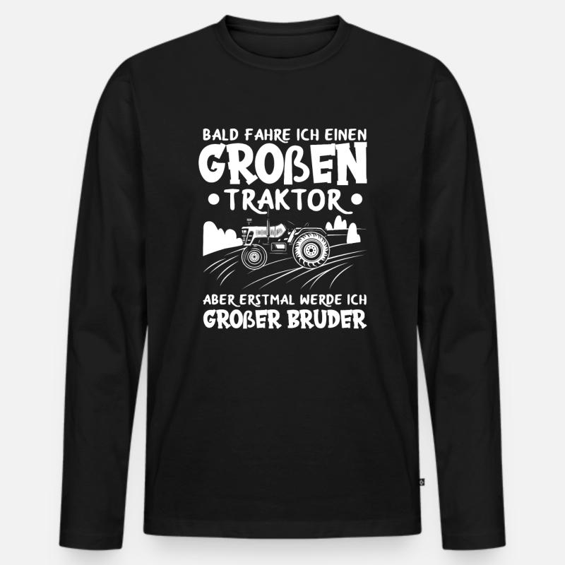 Ich Werde großer Bruder Traktor Sohn Geschenk - Männer Premium Bio Langarmshirt - Schwarz