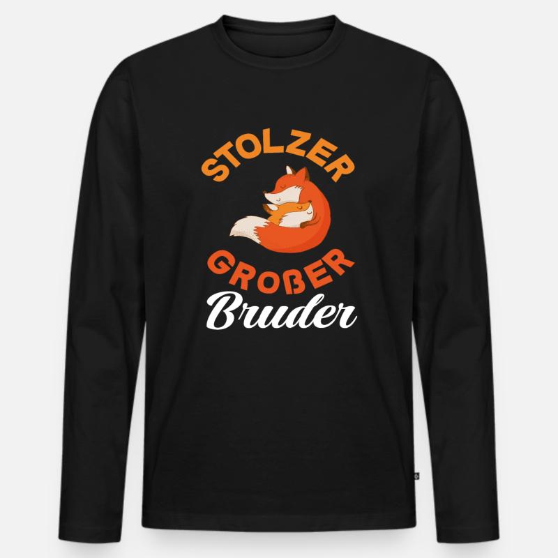 Stolzer Großer Bruder Fuchs - Männer Premium Bio Langarmshirt - Schwarz