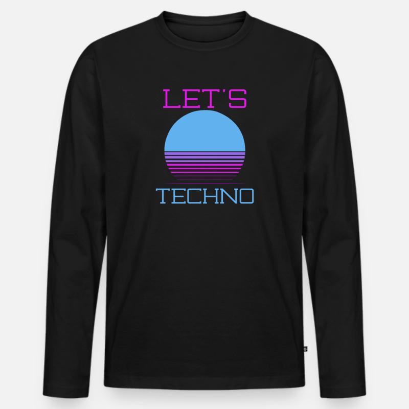 Techno Music Let es Techno - Männer Premium Bio Langarmshirt - Schwarz