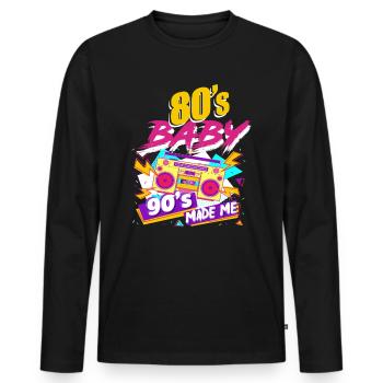 80 ans Enfant des années 80 - T-shirt manches longues Premium bio Homme - noir - Devant - Nico (187cm)