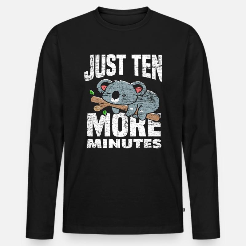 Koala Schlafen - Männer Premium Bio Langarmshirt - Schwarz