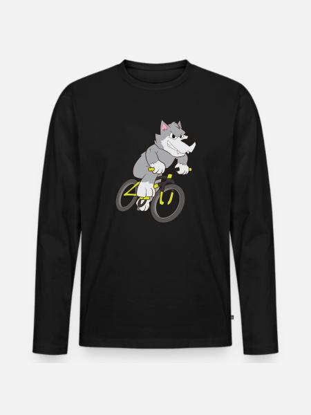 Mountain Bike Wolf - Men's Premium Organic Long Sleeve Shirt - black