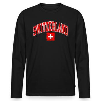 Switzerland - Men's Premium Organic Long Sleeve Shirt - black - Front - Nico (187cm)