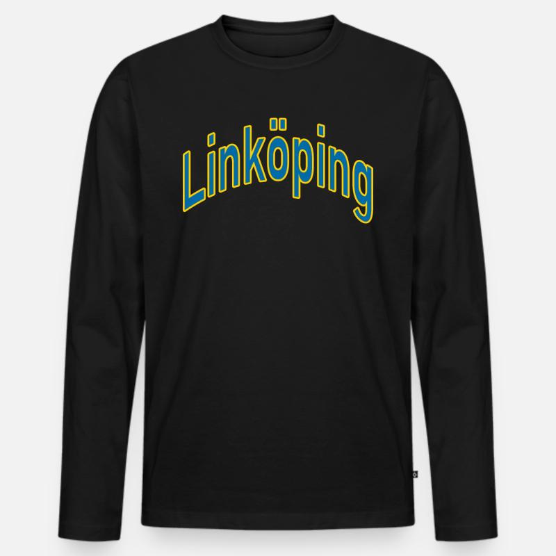 Linköping - Männer Premium Bio Langarmshirt - Schwarz