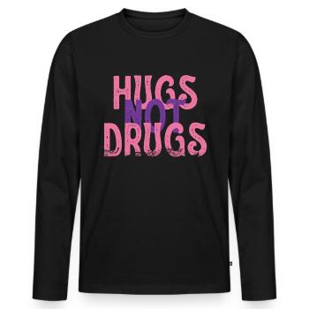 Hugs instead of drugs - Men's Premium Organic Long Sleeve Shirt - black - Front - Nico (187cm)