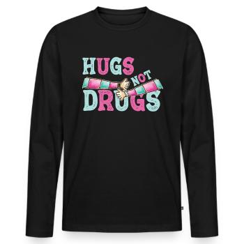 Hugs instead of drugs - Men's Premium Organic Long Sleeve Shirt - black - Front - Nico (187cm)