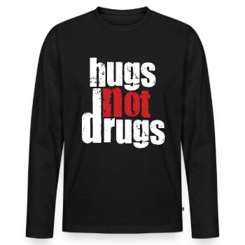Hugs instead of drugs - Men's Premium Organic Long Sleeve Shirt - black - Front - Nico (187cm)
