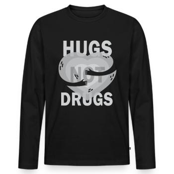Hugs instead of drugs - Men's Premium Organic Long Sleeve Shirt - black - Front - Nico (187cm)